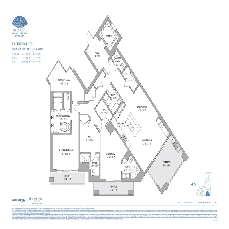 The Residences at Mandarin Oriental, Boca Raton floor plan 3