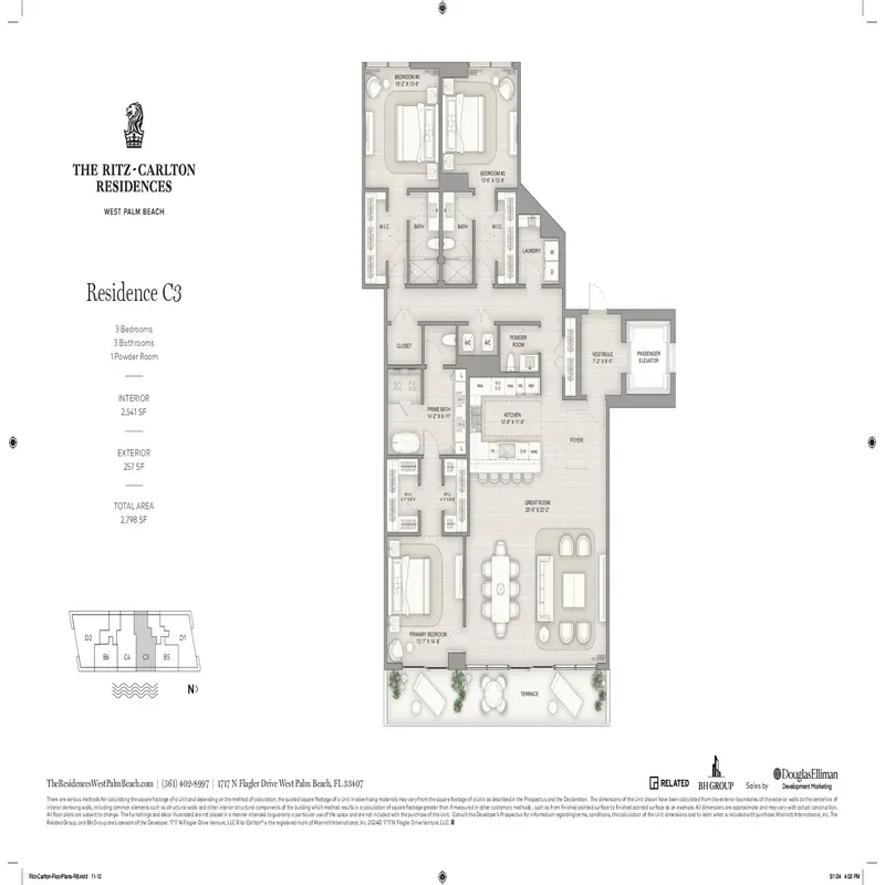 The Ritz-Carlton Residences, West Palm Beach floor plan 3