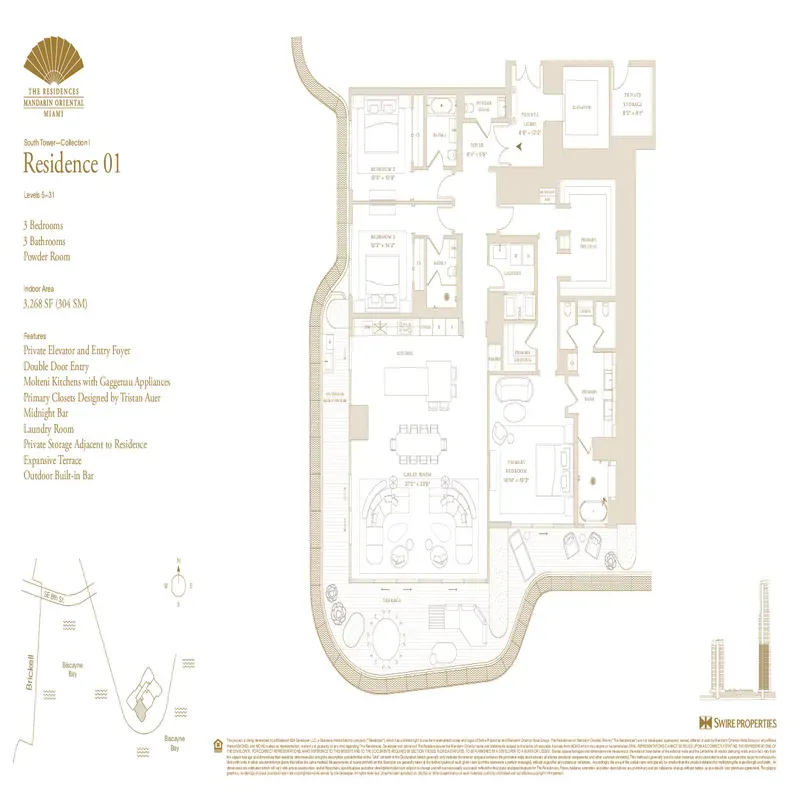 The Residences at Mandarin Oriental, Miami floor plan 7