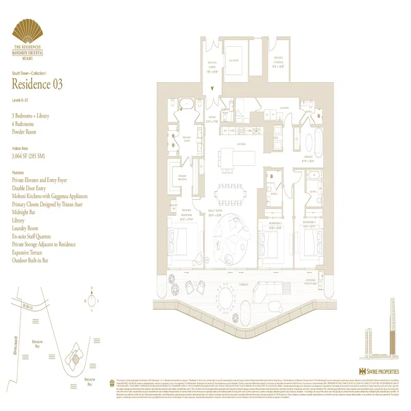 The Residences at Mandarin Oriental, Miami floor plan 10
