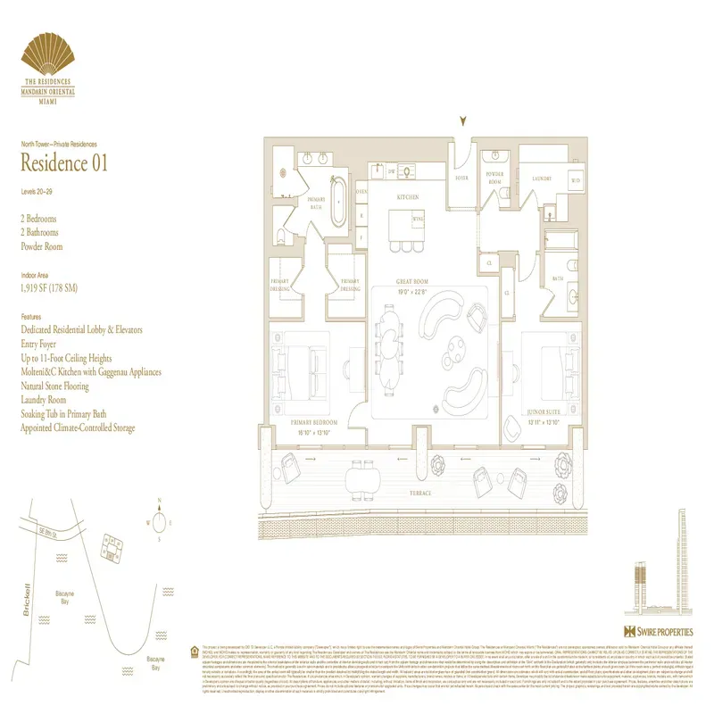 The Residences at Mandarin Oriental, Miami floor plan 14